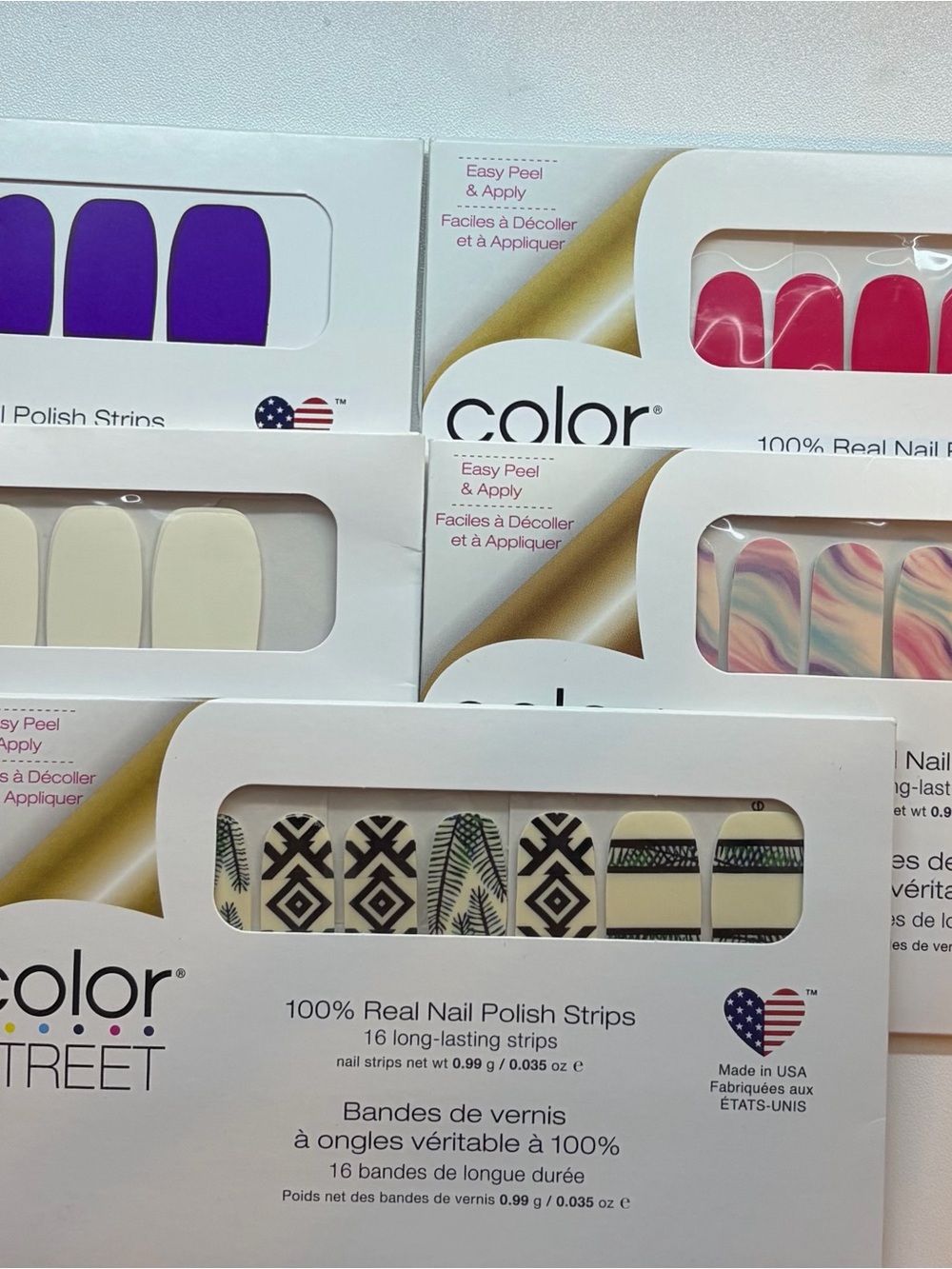 Color Street Nail Strips - Purple, Hot Pink, Cream & Marble Pattern Pack